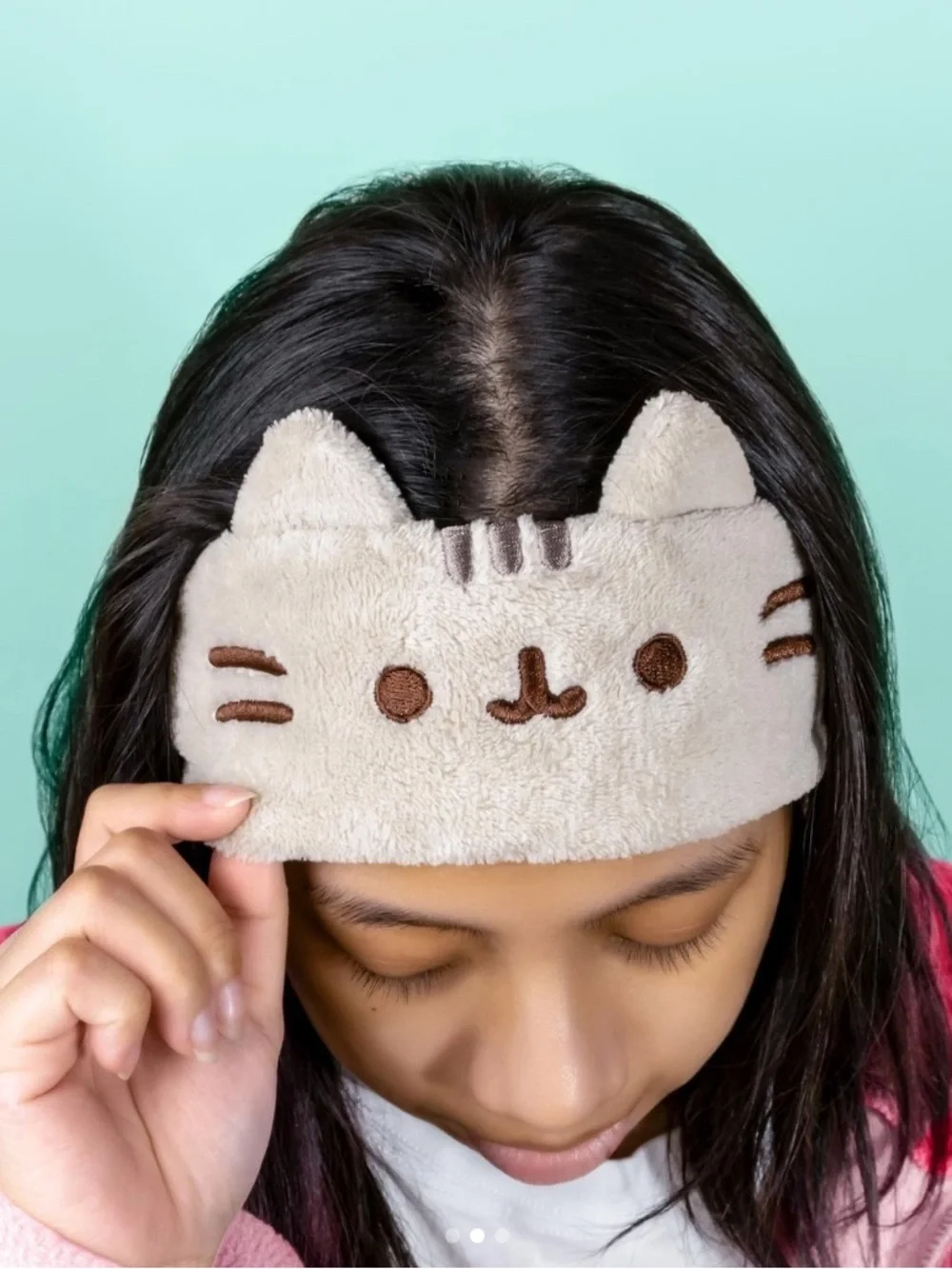 Pusheen Plush Cat Ear Headband - Cream with Brown Embroidery